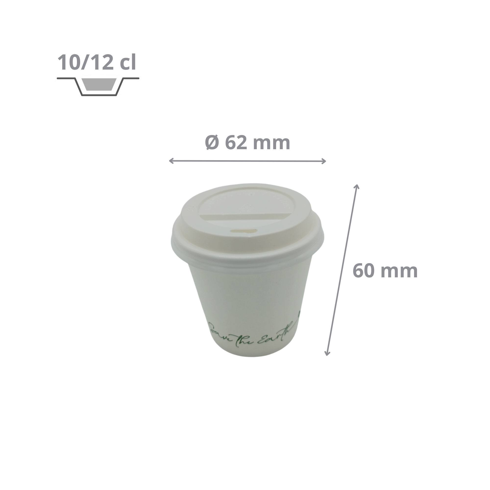 Gobelet 10/12 cl (4 oz) en Carton Blanc avec Couvercle en Plastique